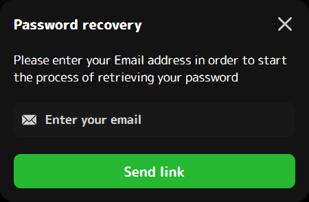 Password recovery email field send link