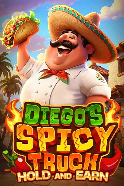 Diego's Spicy Truck chef in sombrero holding taco